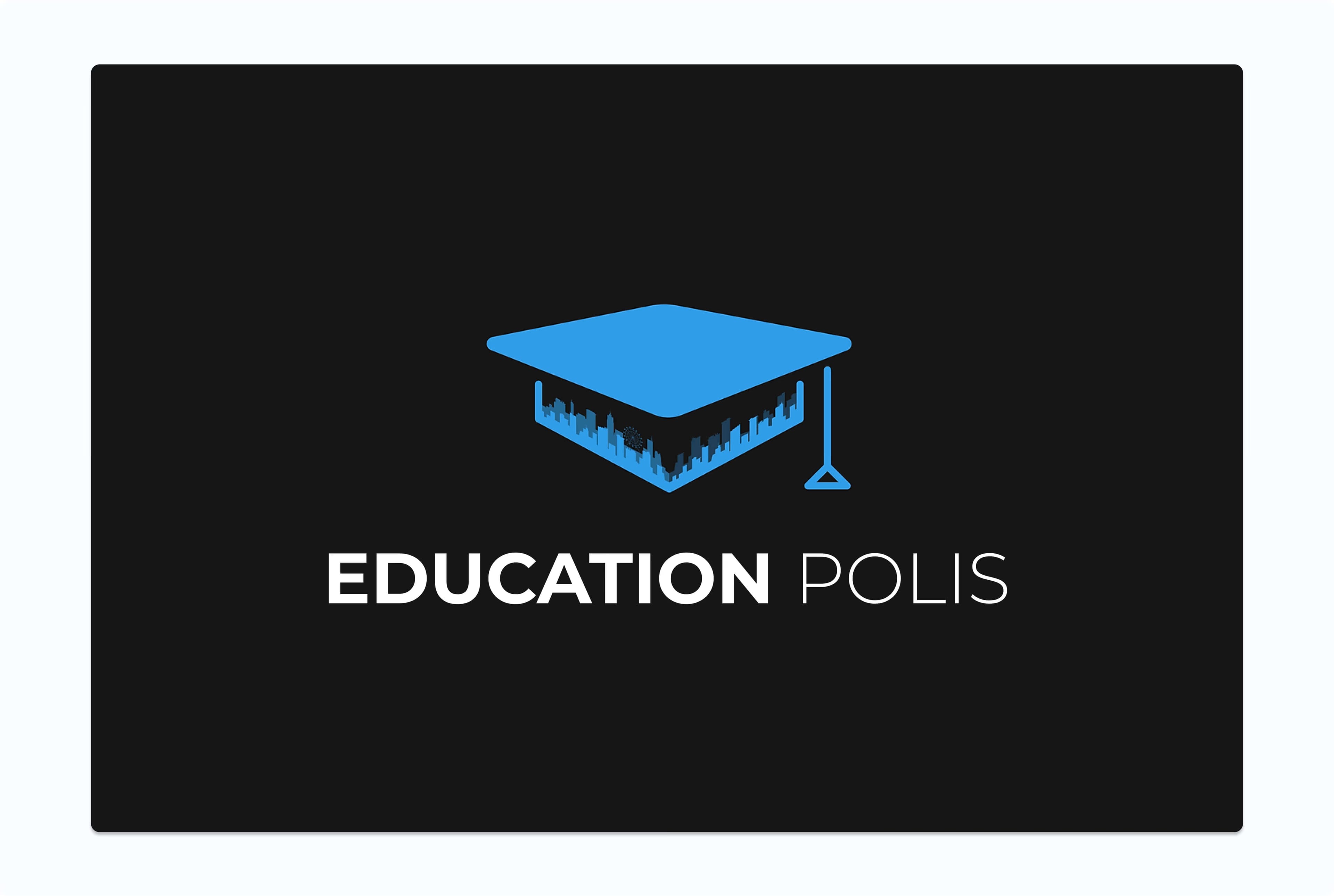 graduation cap above the words, education polis