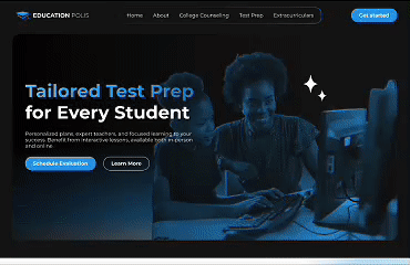First hero section iteration of site. Has teacher overseeing a student as the main hero image