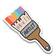 painbrush with label artist